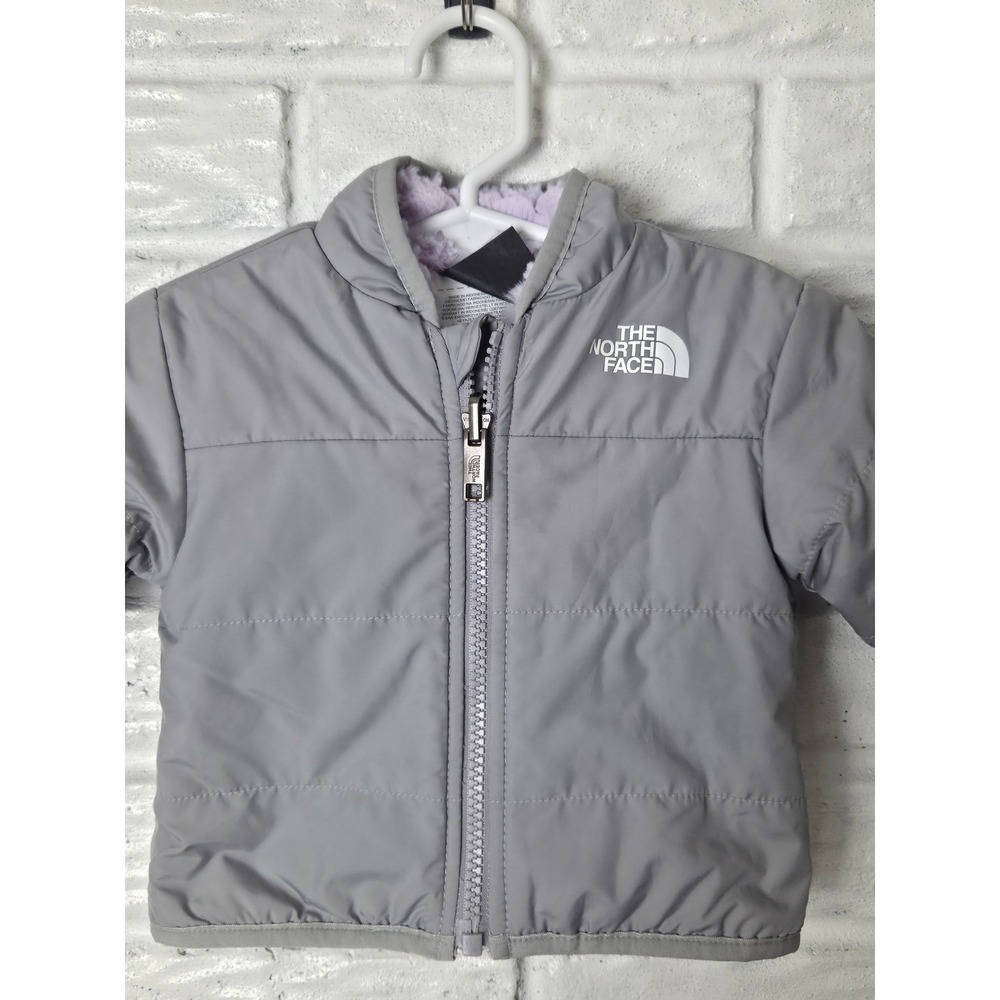 Infant Girl THE NORTH FACE coat jacket 0-3 M no hood Gray Purple Baby